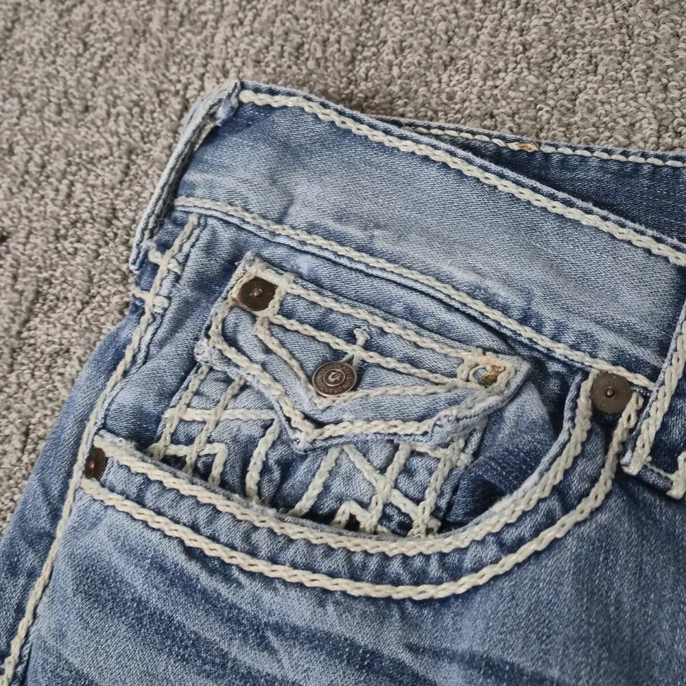 Vintage True Religion Deadwood Ropestitch Jeans Size 38 Designer Flap Pocket